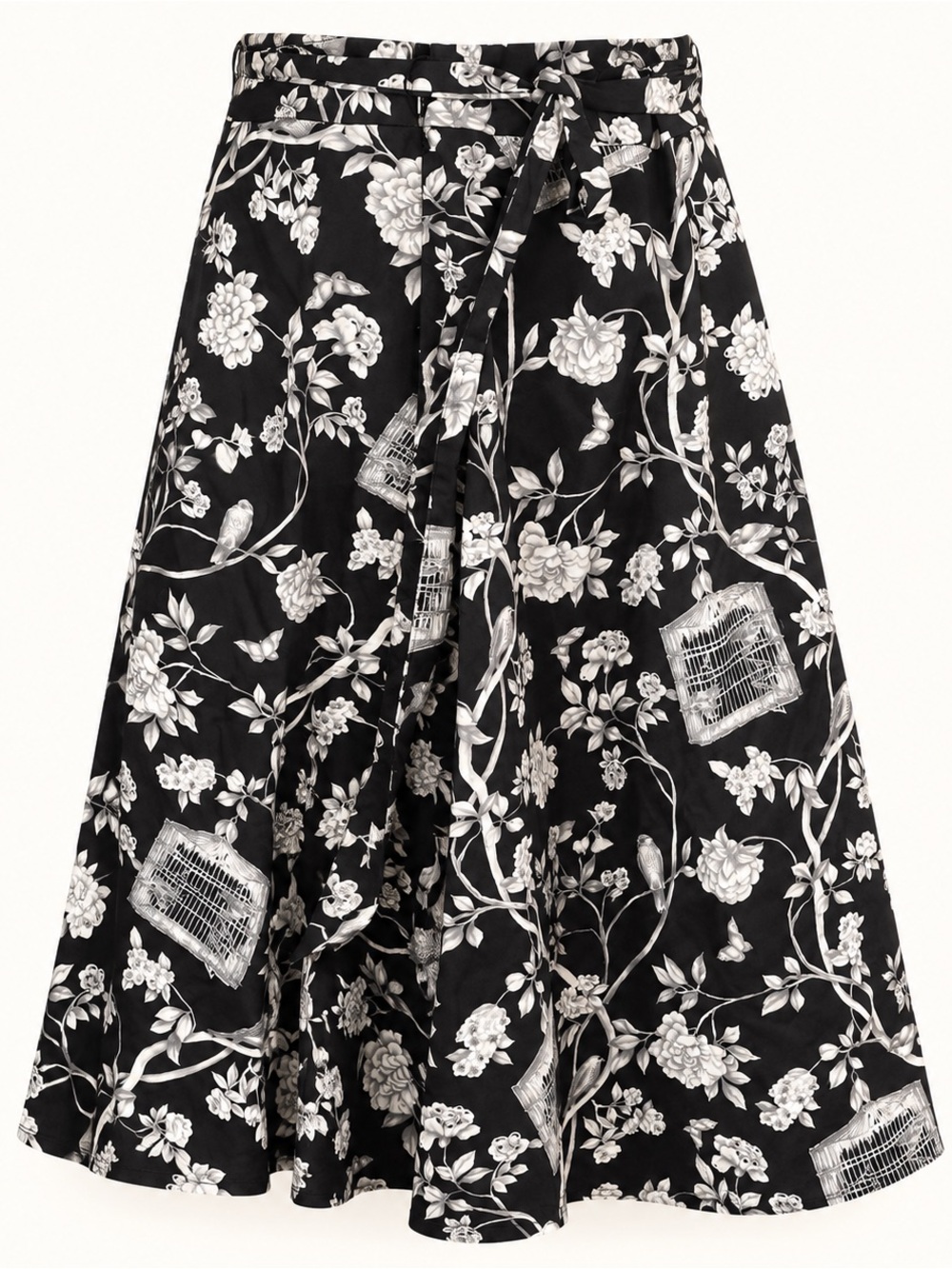 Talbots • Black White Birdcage Floral A-Line Skirt • Novelty Print • Size 8